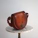 Leather Bag Brown Mustard EMBOSSED Name Hippie Boho Monogrammed Marge Super Thick - 1970s VINTAGE
