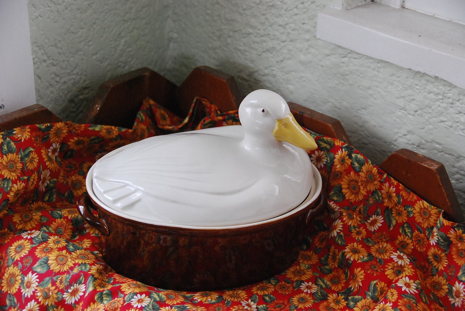 LARGE 3 Qt Duck Casserole Dish by Carbone Hall 1950s