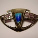 German Jugendstil Art Nouveau Andreas Odenwald Karl Bissinger Pforzheim 800 Silver Geschützt Plique-à-jour Plique a Jour Enamel Brooch Pin