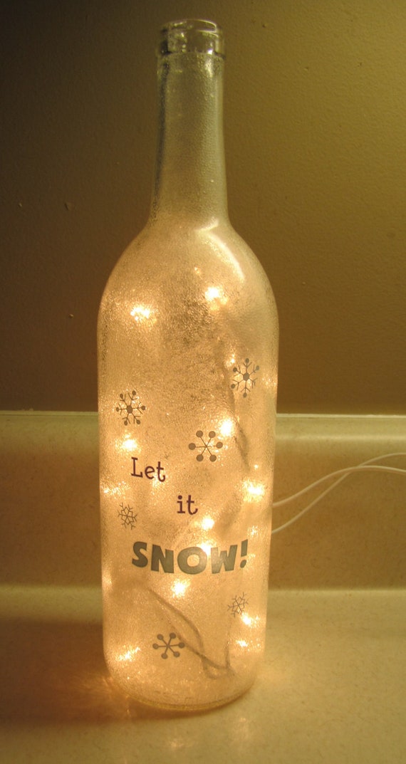 Let It Snow Lighted Wine Bottle