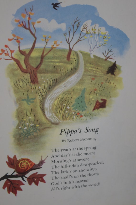 Pippa's Song by Robert Browning..Book Page for Framing..Table Manners ...