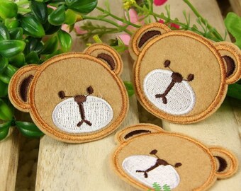 Iron on Fabric Patches - Bear Head - Set of 3 - FP32
