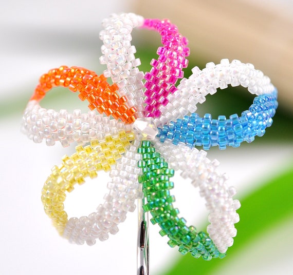 Бисероплетение Плюмерия - радуга Плюмерия зажим для волос - Anuenue