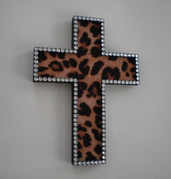 ANIMAL PRINT & BLING Wall Cross Decorative by LaurieBCreations