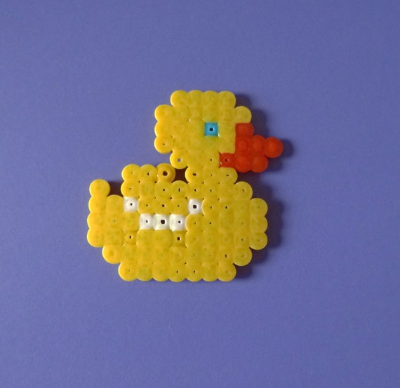 Items similar to Cute Yellow rubber duck hama bead perler accessory ...