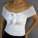 White Lace Bridal Shoulder Wrap, Ribbon Bow Shrug. Handmade