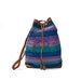 Vintage Woven Cotton Multi Colored Bucket Bag with Leather Accents