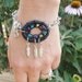 READY TO SHIP - Dream Catcher Bracelet Oval Black with Multi Color Beads and Feathers