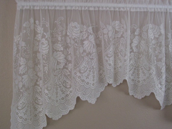 One Piece Swag Curtain-White Lace-32 long and 72 by AnnaViolets