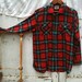 SALE Holiday red winter forest rustic winter plaid wool viyella man woman shirt jacket collectible retro chic rustic mountain forest wear