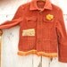 SALE autumn pumpkin corduroy upcycled eco fringe gypsy boho rustic cottage chic size small lace shabby blazer jacket