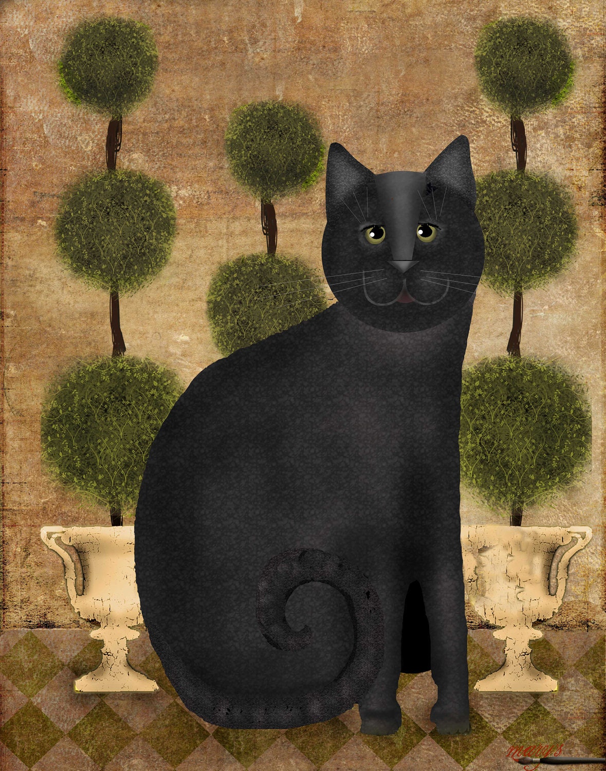 Garden Cat 8 x 10 Art Download Print