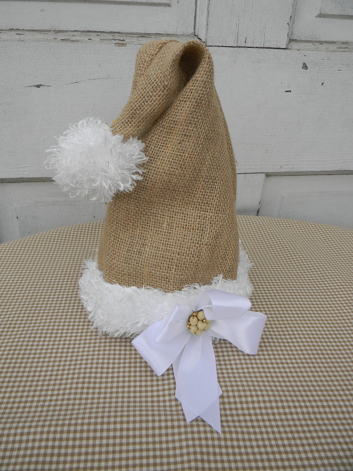 elegant burlap santa s hat elegant burlap santa s hat