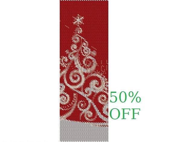 SAVE HALF PRICE Christmas Tree Peyote Pattern Beaded Bracelet