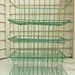 Vintage Green Wire Stacking Baskets - Industrial Office Set of 4.