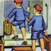 VINTAGE TRAIN NOTECARDS Notecard Set of Four Handmade Vintage Notecards Upcycled Blank Cards Boys Travel on Train