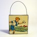 BOY & LETTER ORNAMENT Handmade Ornament from Vintage Upcycled Book Childrens Reader Holiday Decoration Boy Mailing Letter