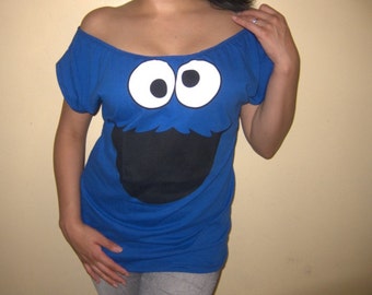 Women Sesame Street COOKIE MONSTER Womens Tshirt Custom Diy Sexy Tunic Scoop Top T shirt