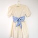 1970's Saks Fifth Avenue Ivory and Sky Blue Silk Party Dress