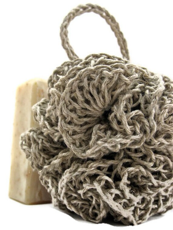 Items similar to Bath Puff with Handle, Natural Hemp, Washable on Etsy
