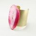 Agate geode bracelet, pink druzy bracelet golden brass cuff, pink agate geode cuff, big stone bracelet, wide agate cuff, druzy cuff