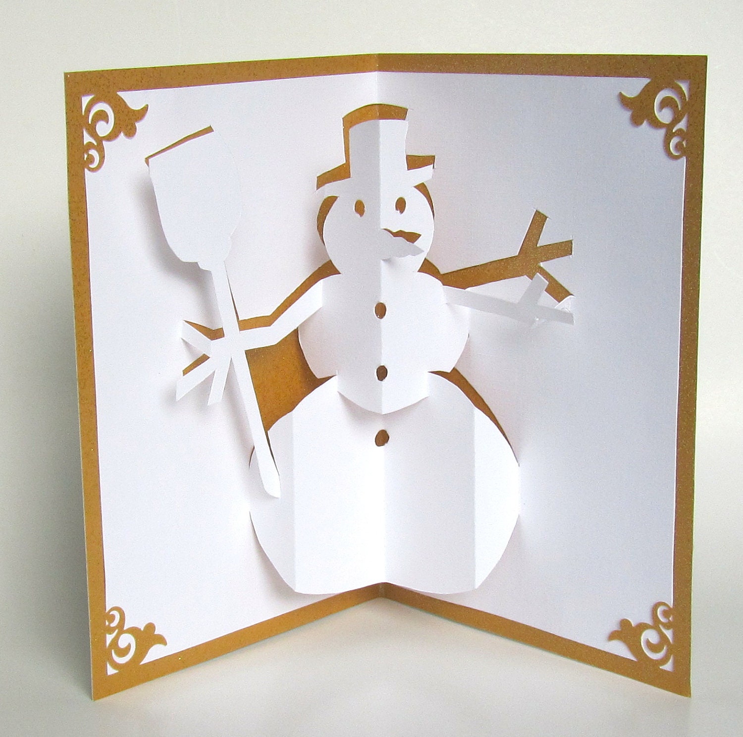 SNOWMAN 3D Pop Up Greeting Card Home Décor Handmade Cut by