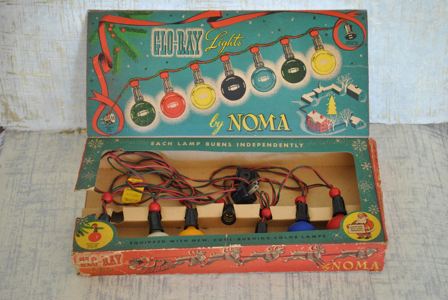 antique noma glo ray christmas lights in original box antique noma glo ray christmas lights in original box