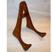 Rustic Handmade Wooden Guitar Stand w/ howling wolves and moon embossed leather