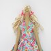 Handmade fabric doll pink flower dress ,child friendly doll- cloth doll,stuffed art doll blonde.Collectible doll- gift for girl