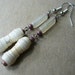 White Paper bead earrings with semi-precious stones - made from paint swatches