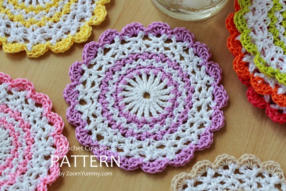 Crochet Pattern - Sweet Crochet Coasters (Pattern No. 032) - INSTANT ...
