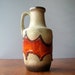 Vintage W German Scheurich Fat Lava Vase Orange / White / Brown