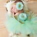 baby headband butterfly wings set girls newborn photo prop tutu aqua and gold ready to ship quickly complete set