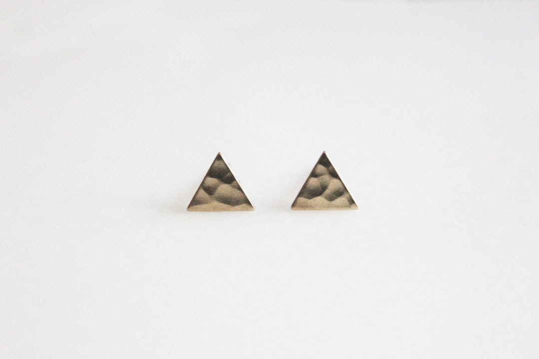 Hammered Triangle Studs by TheAlteredChain on Etsy