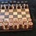 Chess / Checkers - Walnut and Maple - Wood turned pieces - Rustic - Handmade