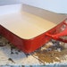 Vintage Red Dansk Pan Casserole Dish Rectangular Baking Dish Enamel Cookware