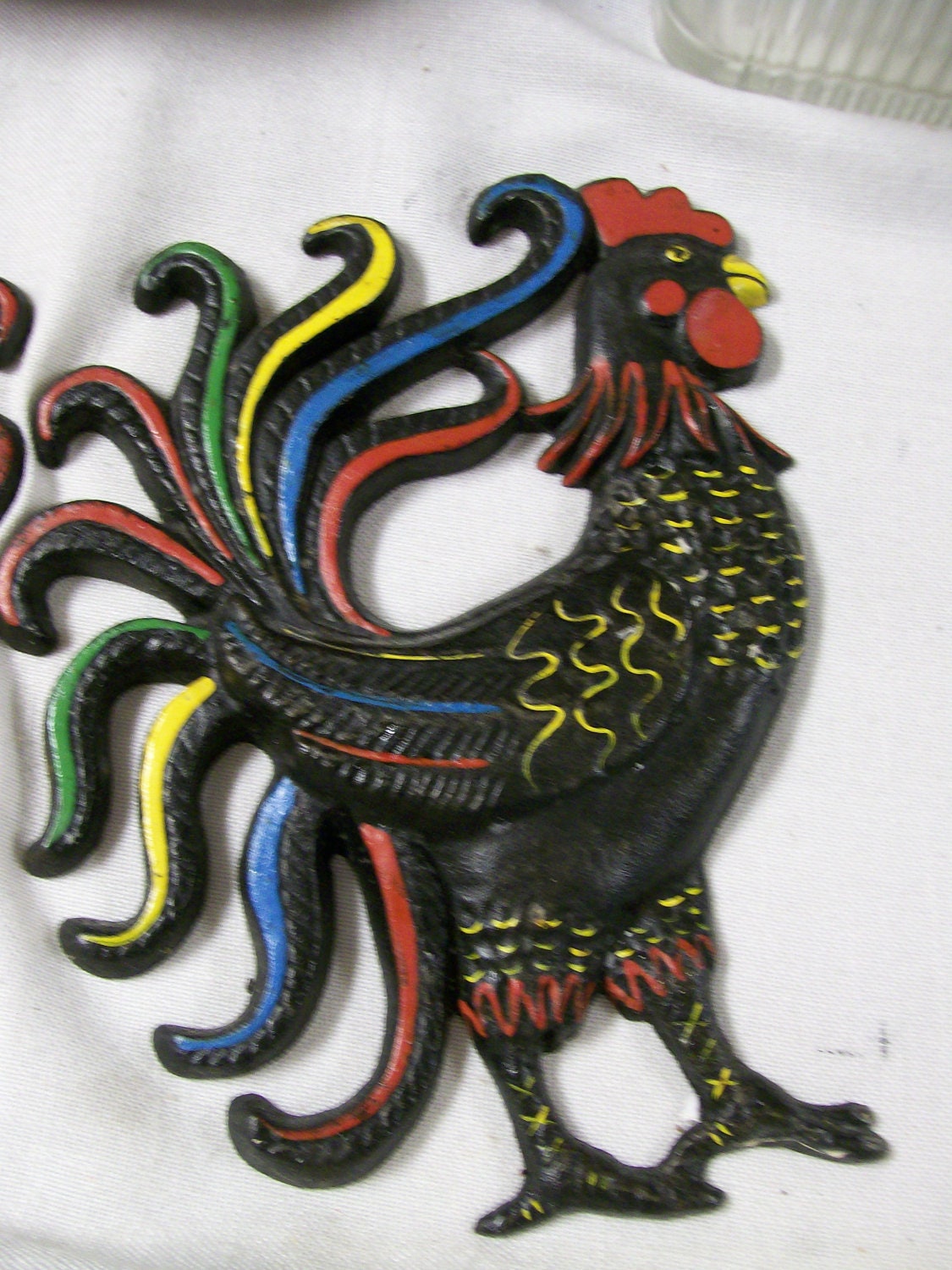 Iron ROOSTER PLAQUES Vintage Chicken Cast Iron Wall Plaque