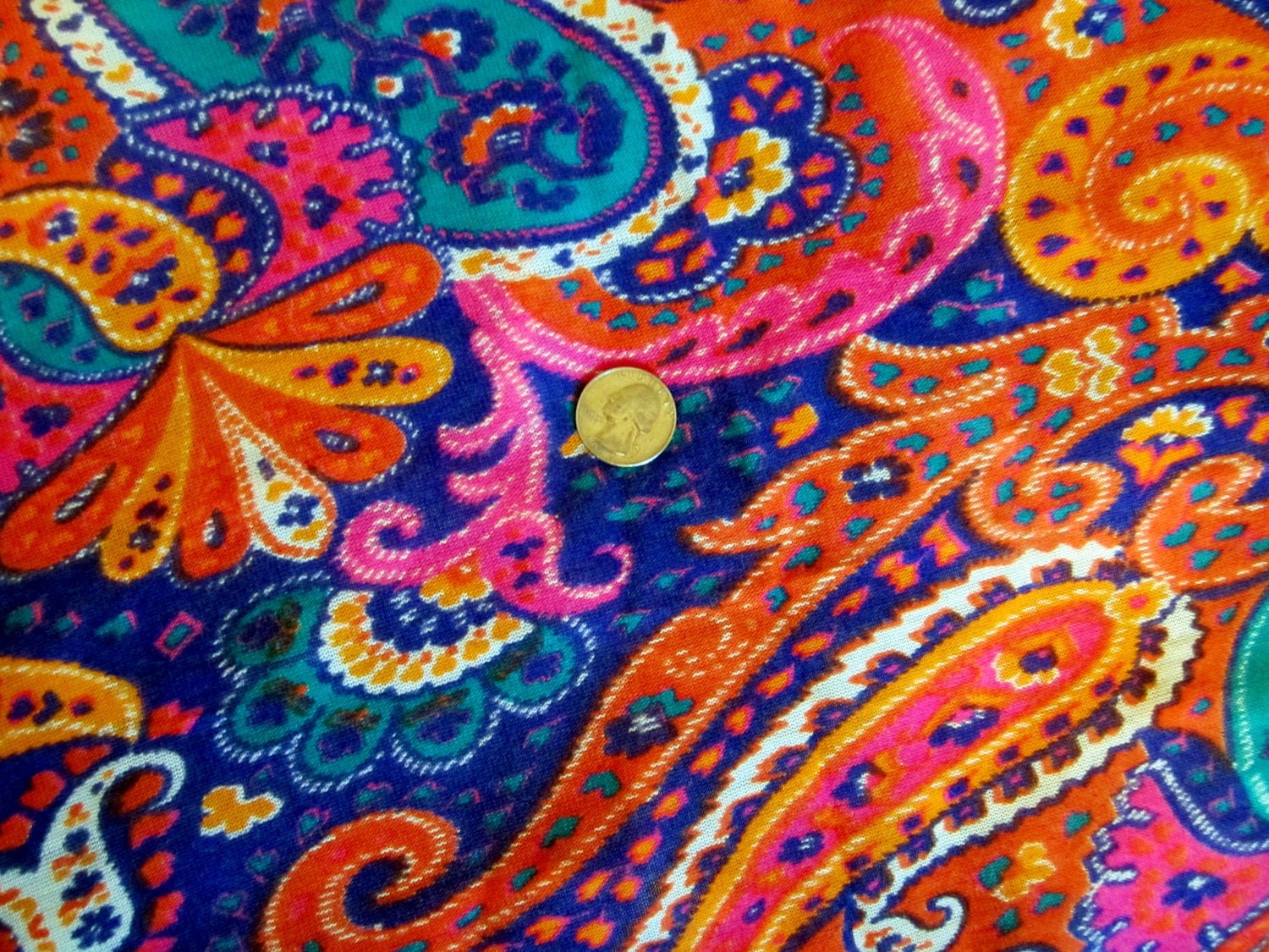 Vintage 1960s Psychedelic Paisley FabricSheer Stretch