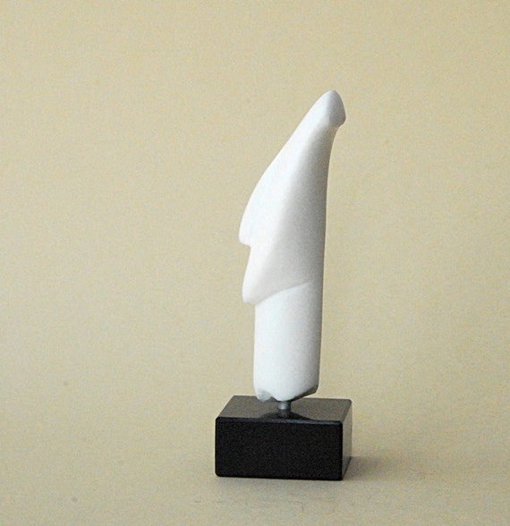 Greek Abstract Figurine Head in White Marble