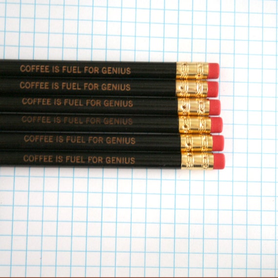 coffee is fuel for genius pencil set in black 6 six. Jot