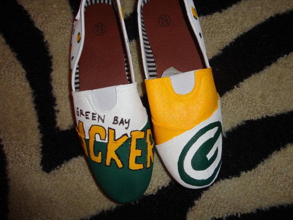 Items similar to Handpainted womens shoes Any size Green Bay Packers on ...