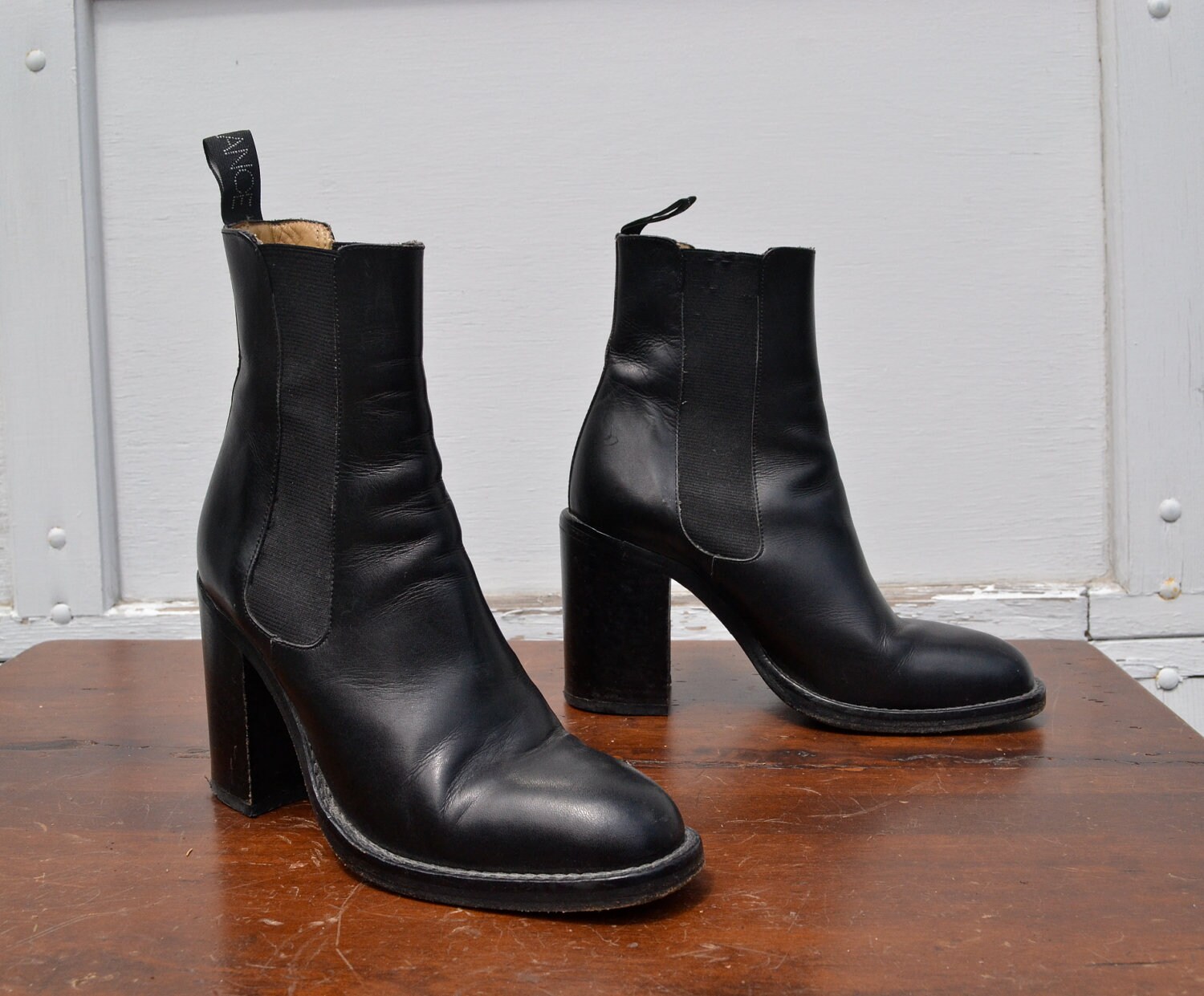 Vintage Freelance Paris Tall Leather Boots with Heels and