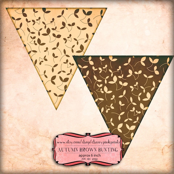 FALL BUNTING BROWN style digital printable bunting download