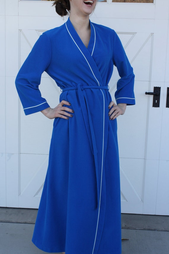 Women's Velour Robe in Peacock Blue by Vanity Fair Medium