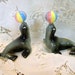 Vintage seals with balls salt and pepper shaker set made in Japan with gold labels