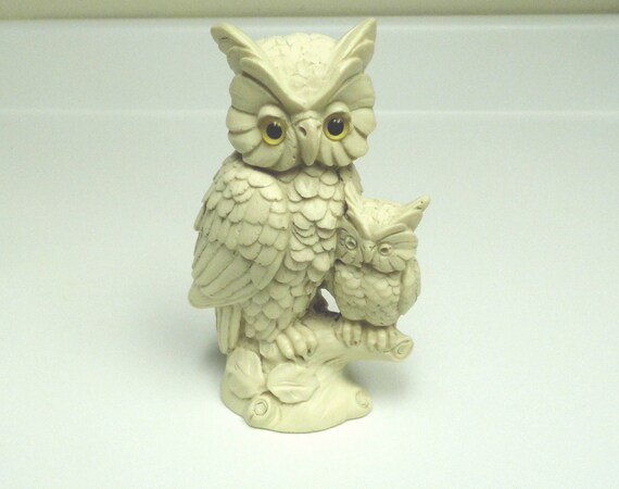 A.+Santini+Owls Vintage A. Santini Owl Sculpture Figurine Bird door BetterVintage