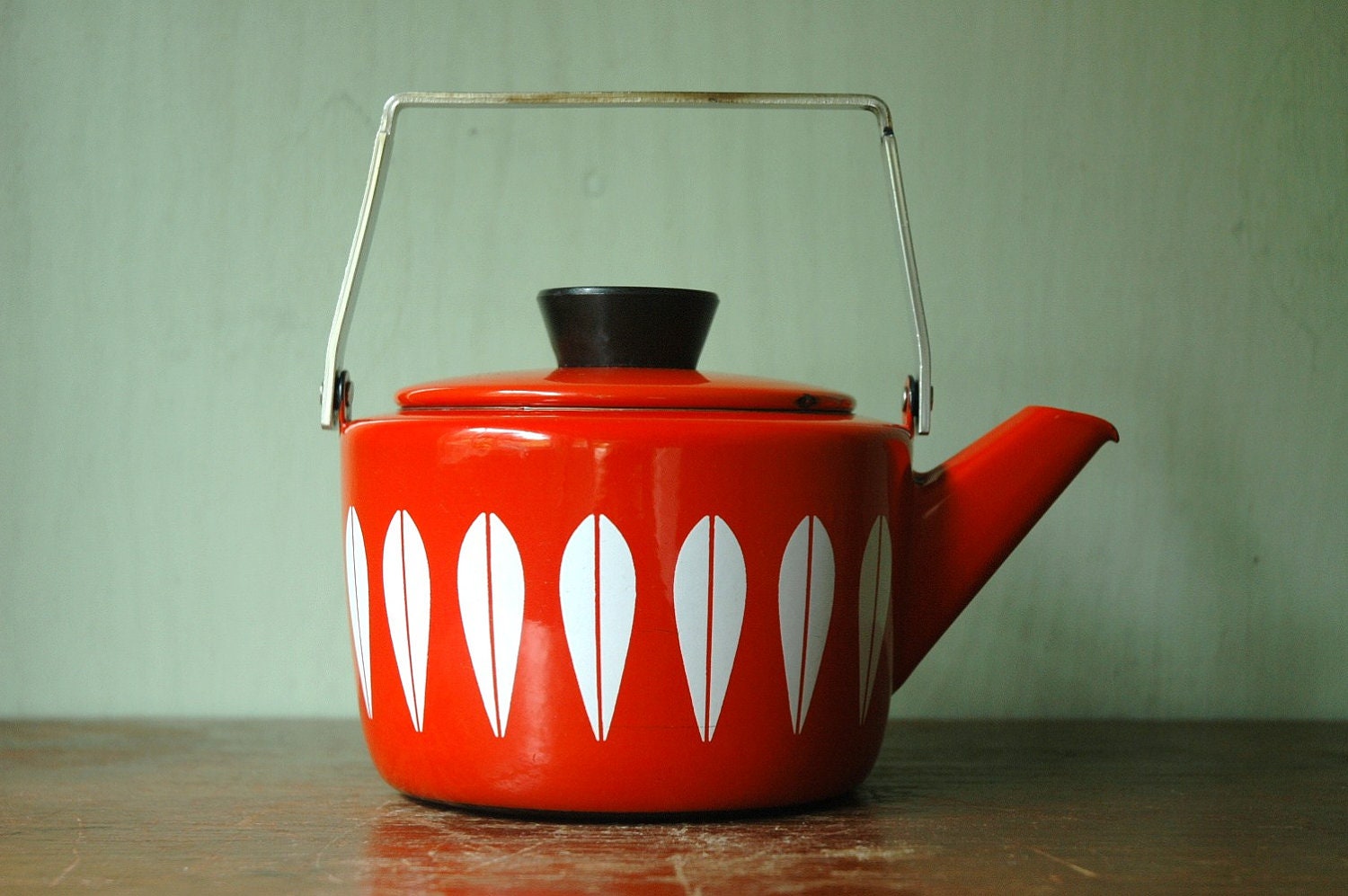 Cathrineholm Enamel Teapot Mid Century Modern Orange
