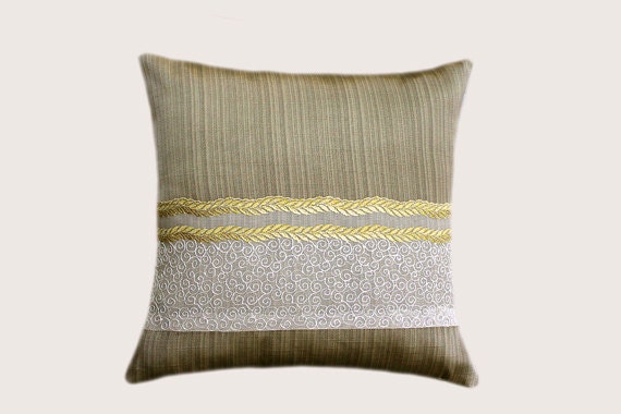 Decorative Pillow Case Gold Green Decorative fabric