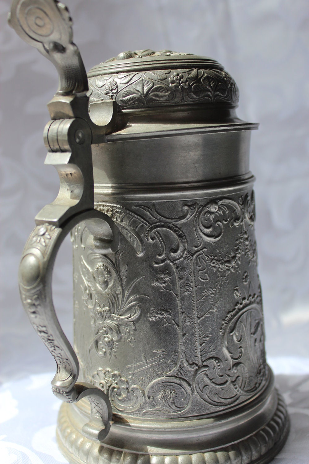 Antique German Pewter Beer Stein