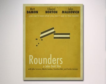 Rounders Minimalist Movie Poster / Poker Room / Movie Room / Minimal Wall Art